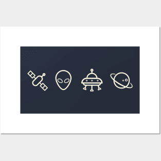 Retro minimal UFO Sci Fi Posters and Art